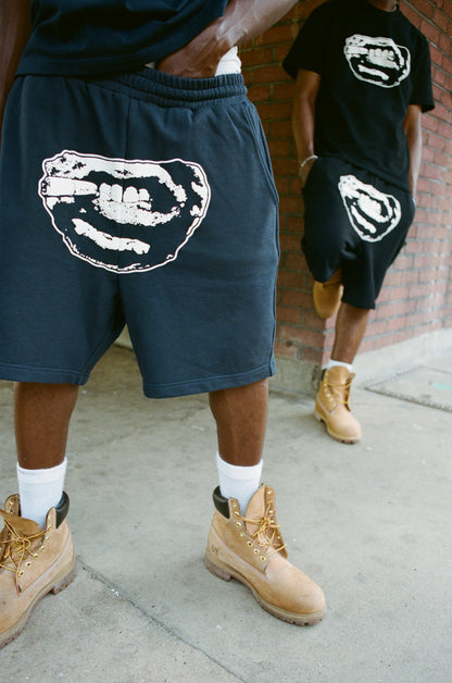Midnight Navy Signature Shorts — French terry cotton shorts, Chrome Imperial