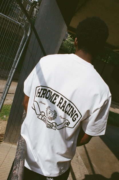 Chrome Racing Ivory Tee — 300GSM cotton graphic t-shirt, Chrome Imperial