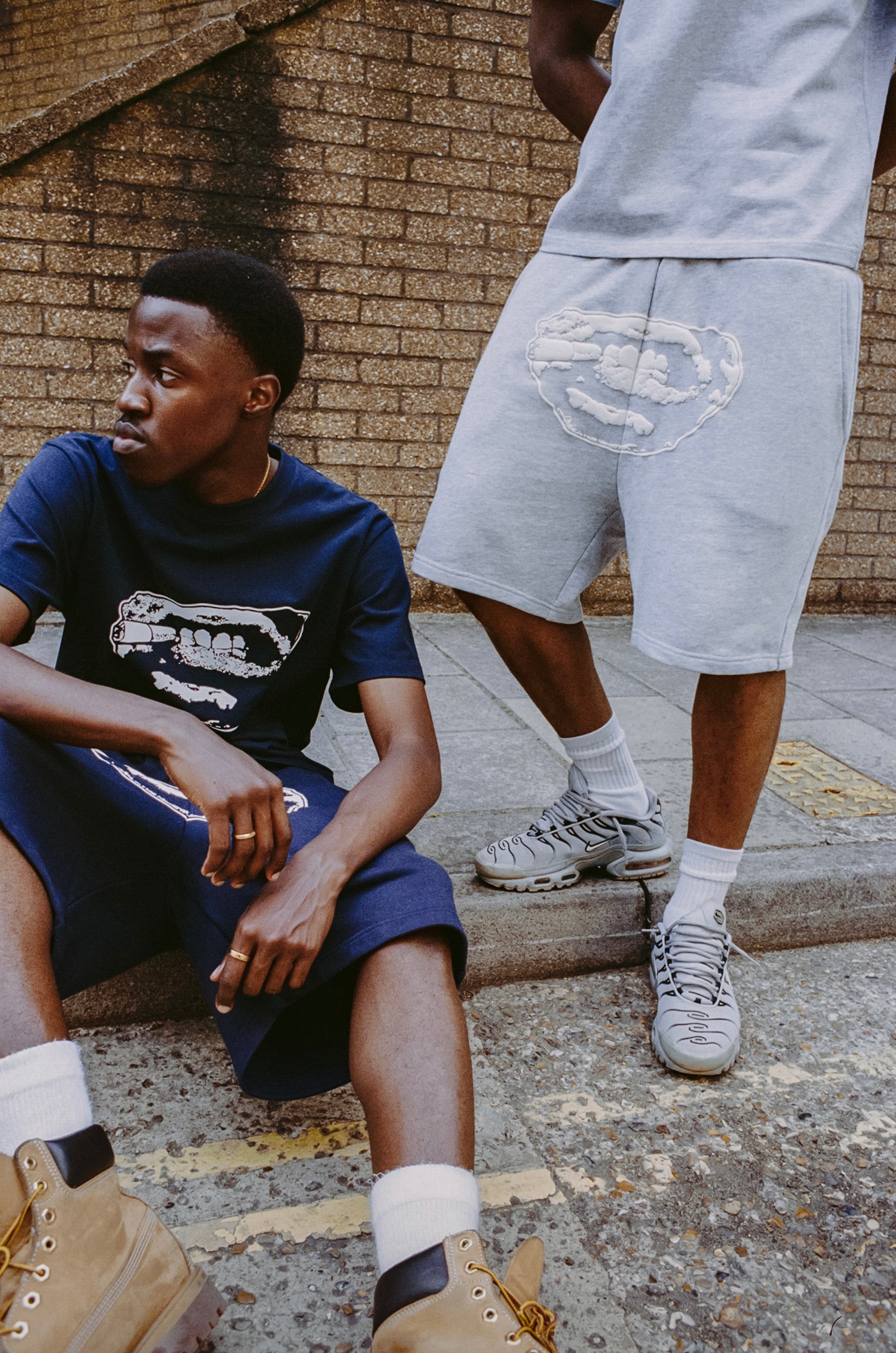 Ash Grey Signature Shorts — French terry cotton shorts, Chrome Imperial