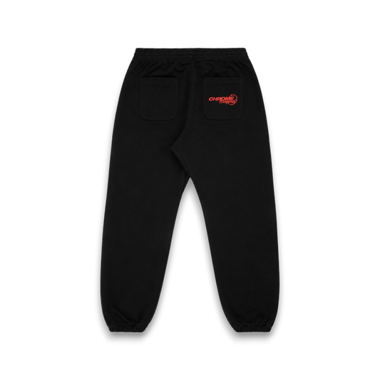 Black & Red Signature Joggers — 550GSM premium cotton joggers, Chrome Imperial