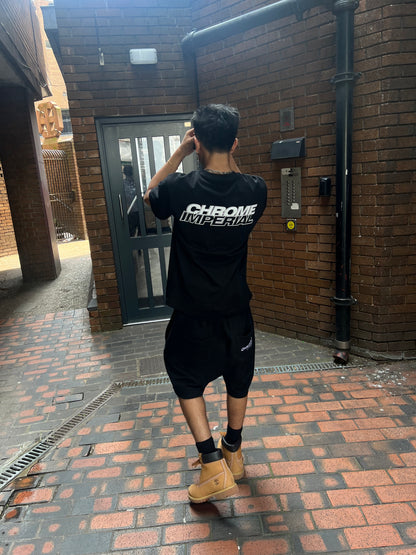Onyx Signature Tee — black 300GSM premium cotton t-shirt, Chrome Imperial
