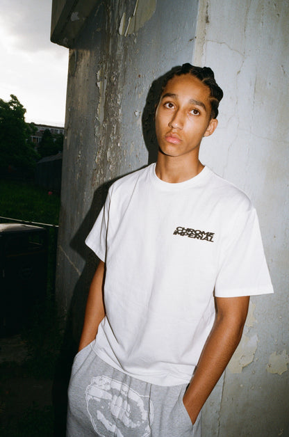 Ivory Burnout Tee — 300GSM premium cotton graphic t-shirt, Chrome Imperial