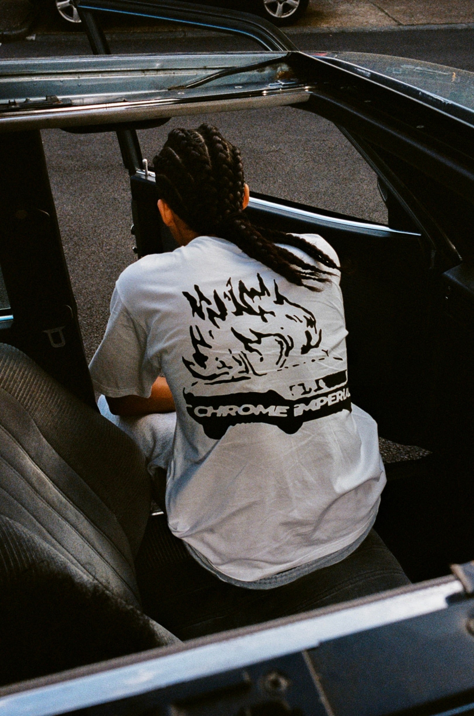 Ivory Burnout Tee — 300GSM premium cotton graphic t-shirt, Chrome Imperial